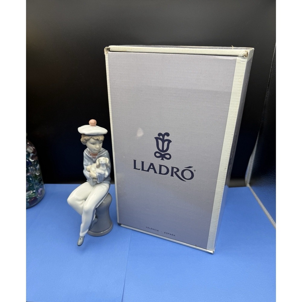 Lladro Seaside Companions 6196 Boy With Dog‎ 8"Tall Retired w/Box Vintage 1995